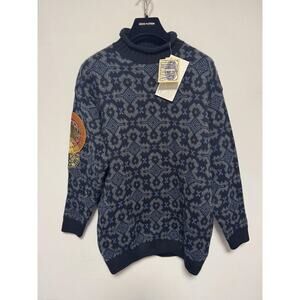 Vintage Ferre Jeans Sweater Mens Medium Wool Blend Pattern Italy Patch 90s